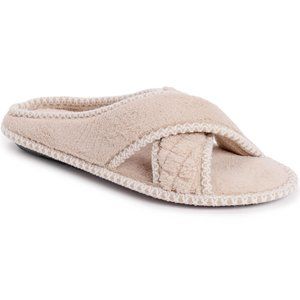 Muk Luks Women's Ada Criss Cross Slippers, Honey Wheat, NWT